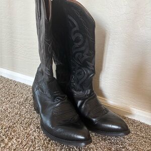 Black Leather Cowboy Boots